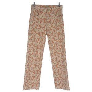 Mother The Mid Rise Rambler Zip Ankle Tropical Denim Jeans in Coral Reef 26